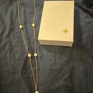 Susan Shaw faceted white and gold necklace